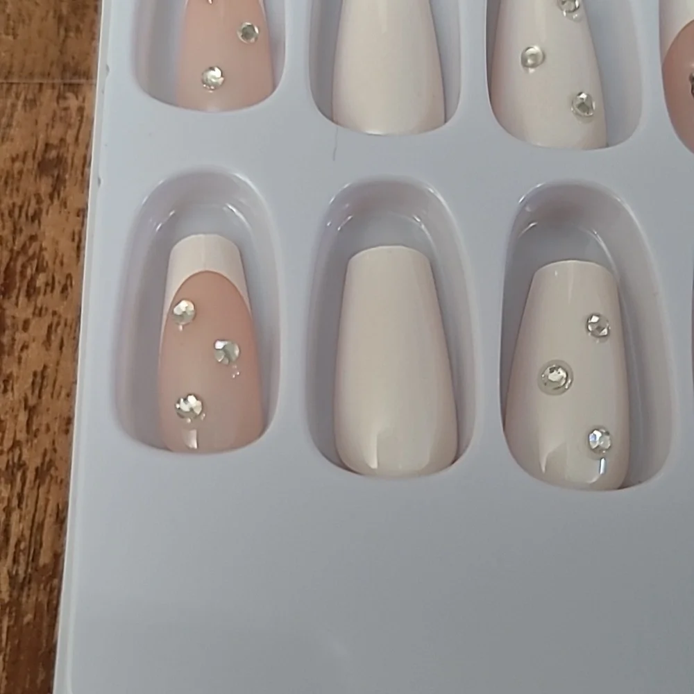 2/$16 Rhinestone Cross French Manicure Press on Nails